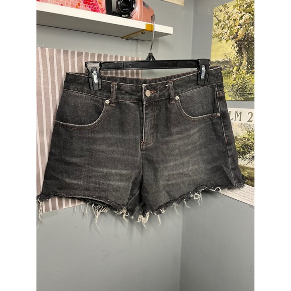 BDG Pants - BDG Urban Outfitters A-Line Denim Shorts Washed Black Raw Hem Size 29